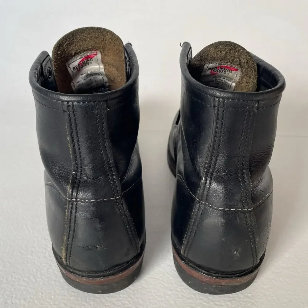 RED WING Beckman 9015 Black Leather Moc Toe Boots / US 8.5 / USA Discontinued
